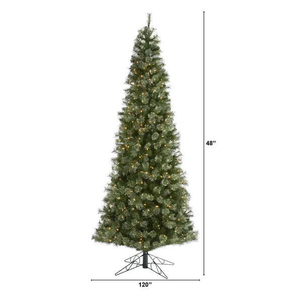 10' Cashmere Slim Artificial Christmas Tree w/750 Warm White Lights