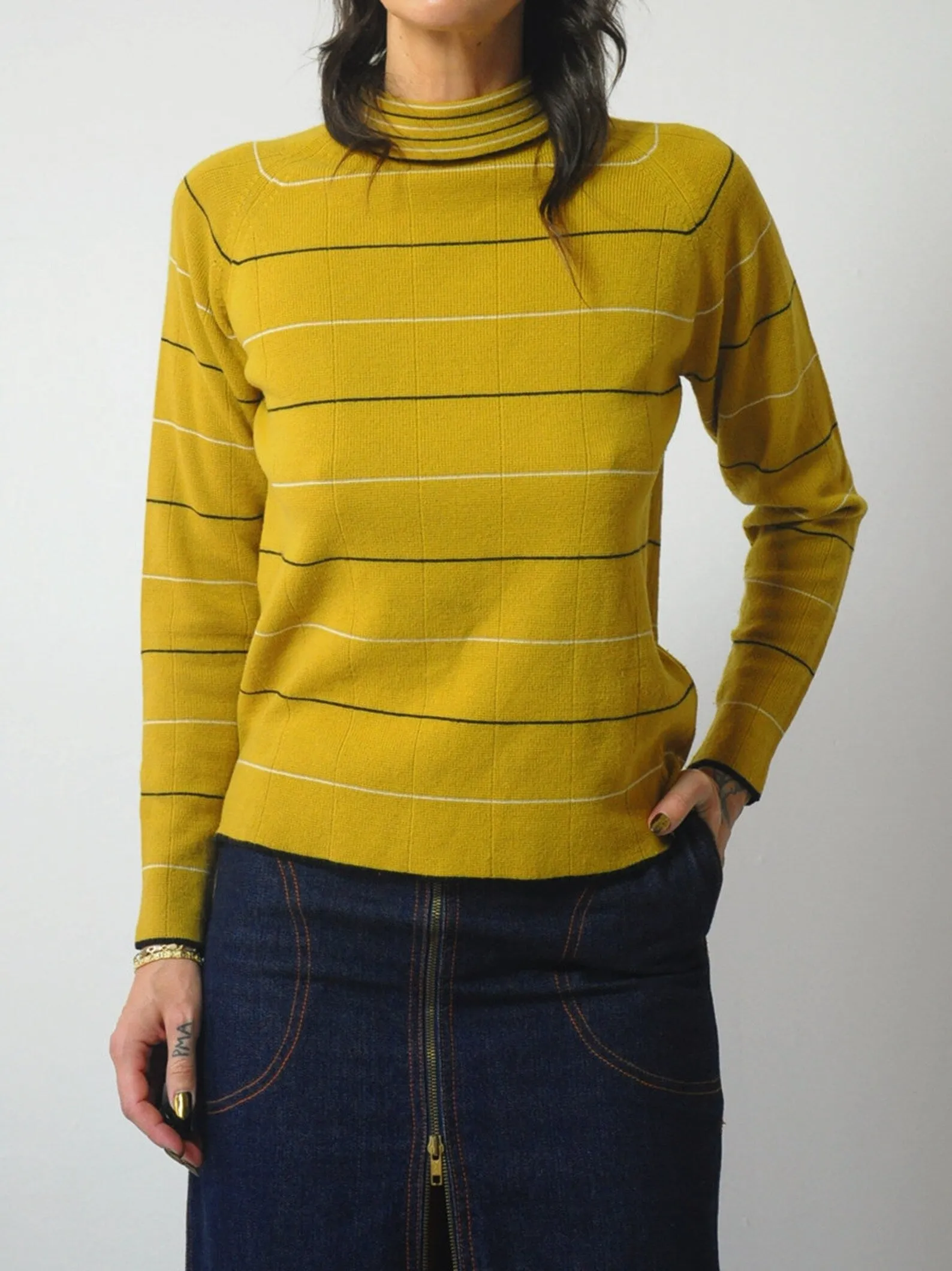 1970's Ochre Stripe Turtleneck Sweater