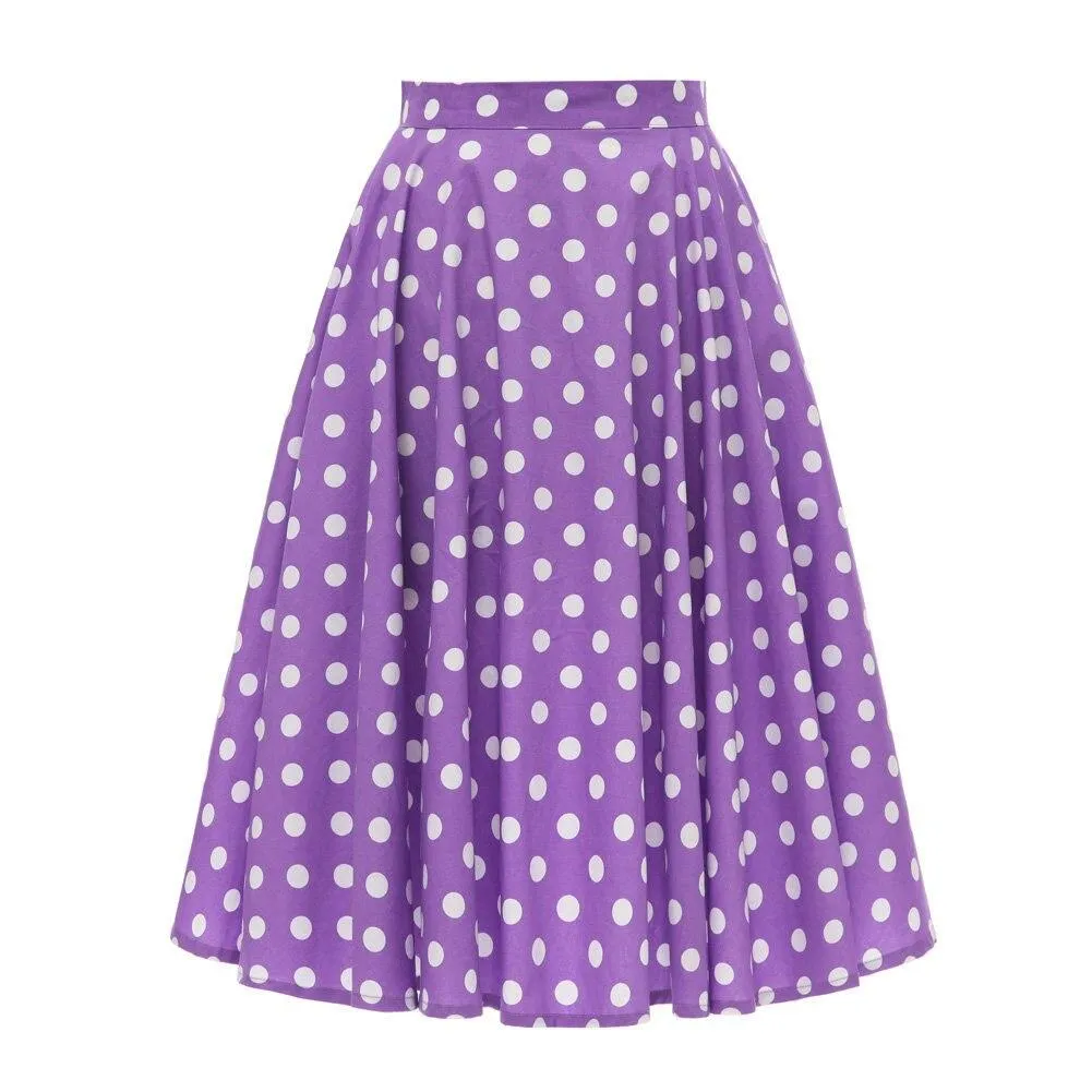 2023 Autumn High Waist Skirt Cotton Womens Polka Dot Floral Print Vinatge Swing Pinup Rockabilly 50s Retro Vintage Party Skirts