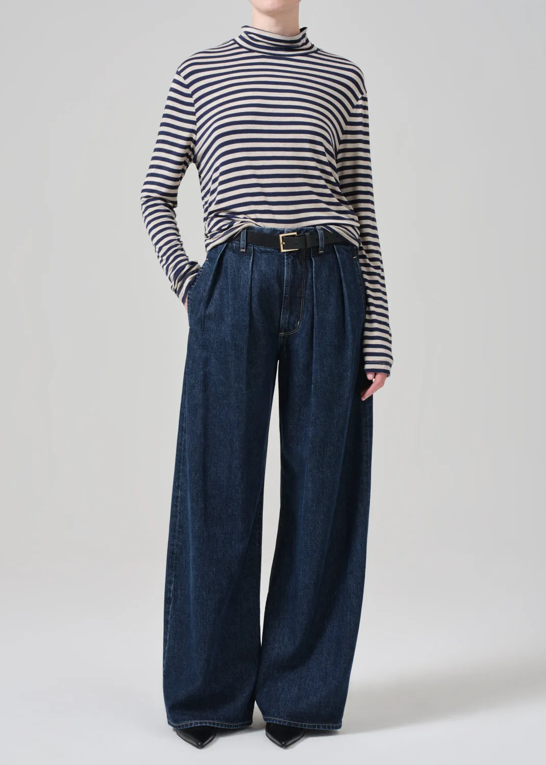 Alexandra Turtleneck in Navy Stripe