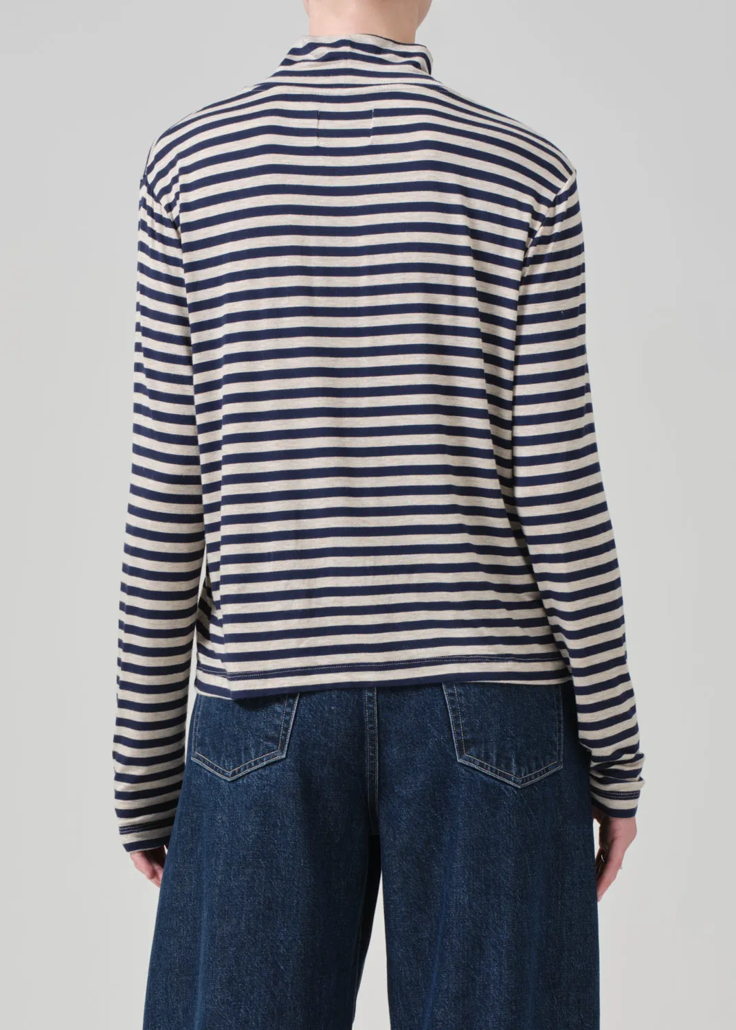 Alexandra Turtleneck in Navy Stripe