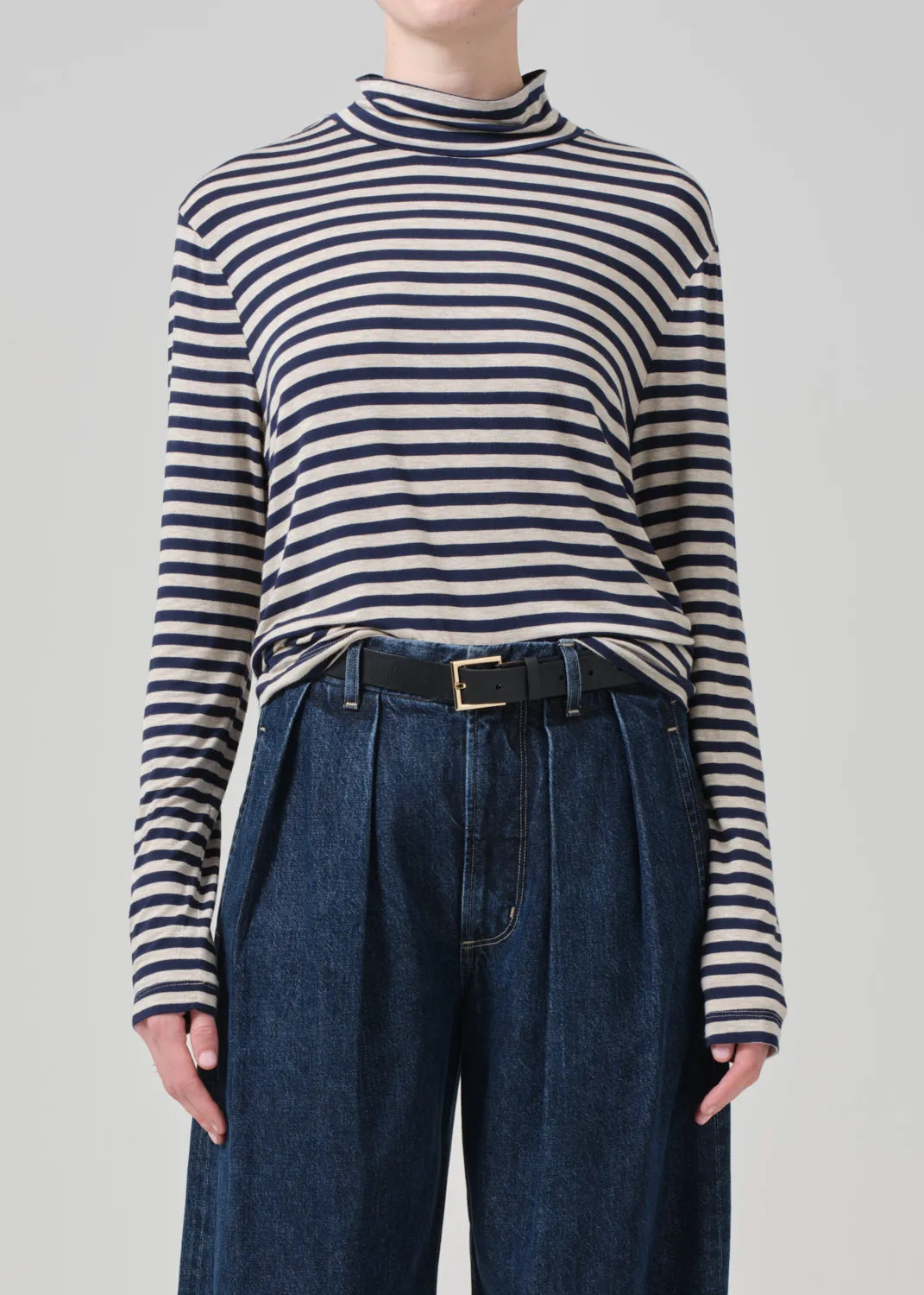 Alexandra Turtleneck in Navy Stripe