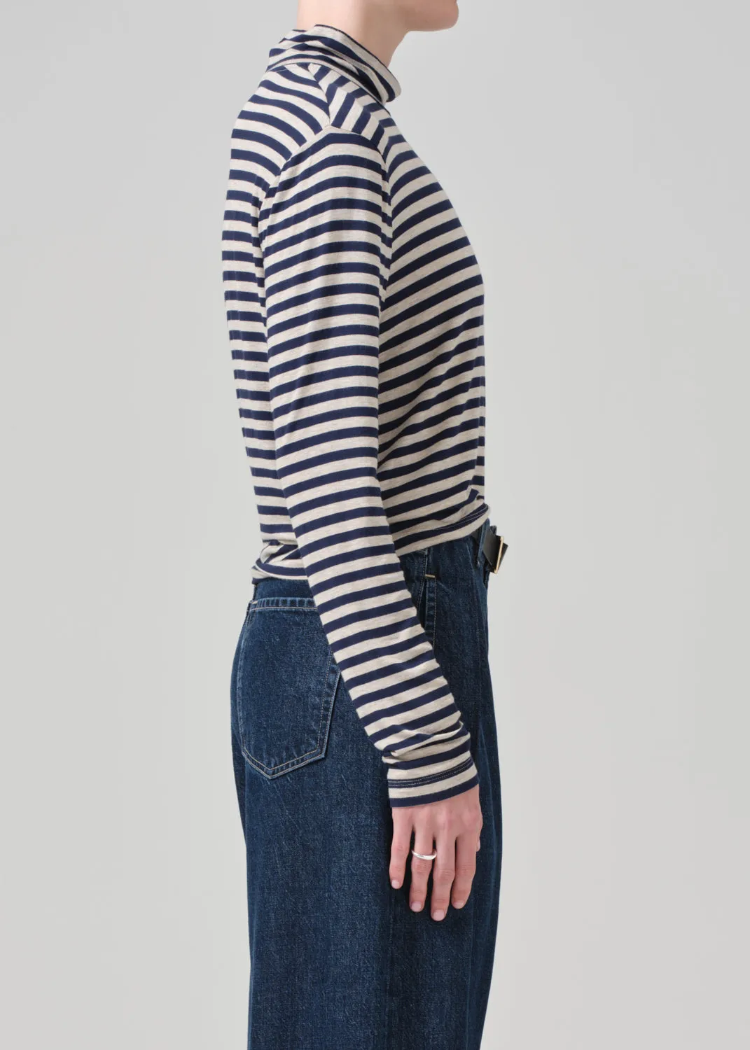 Alexandra Turtleneck in Navy Stripe