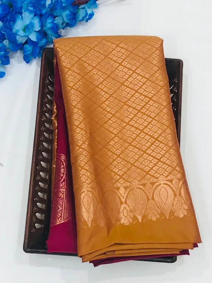 Alluring Maroon Color Soft Silk Saree With Contrast Bordered For Women