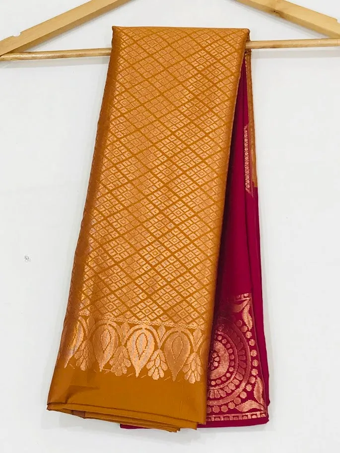 Alluring Maroon Color Soft Silk Saree With Contrast Bordered For Women