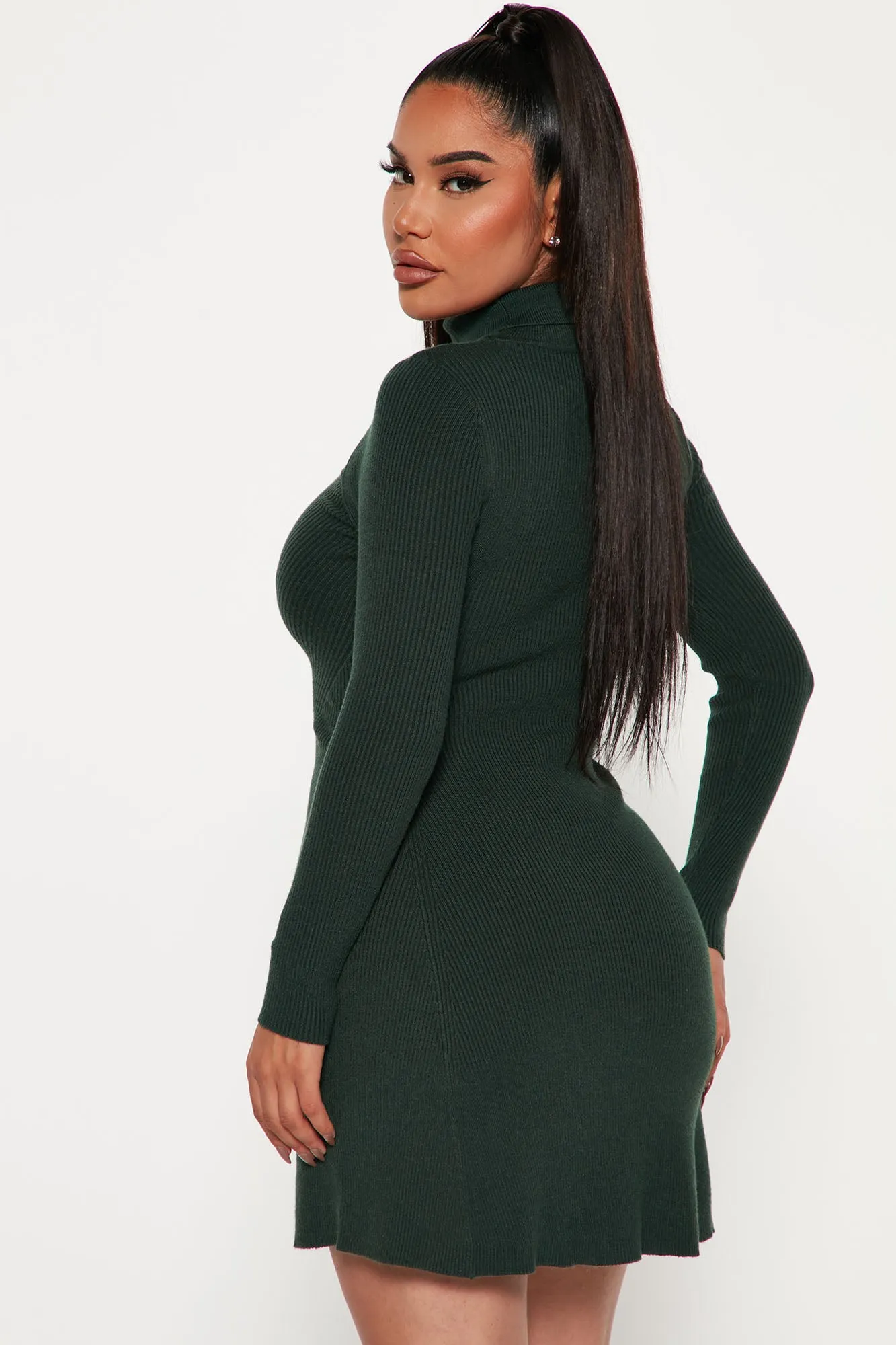 Arissa Sweater Mini Dress - Hunter