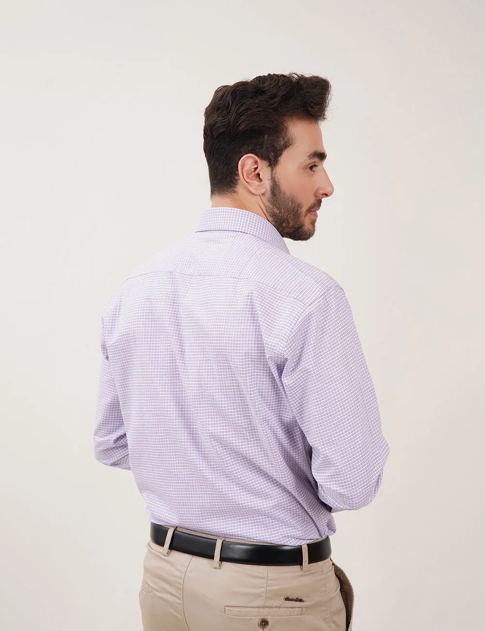 Authentic White and Purple Check Shirt for Men