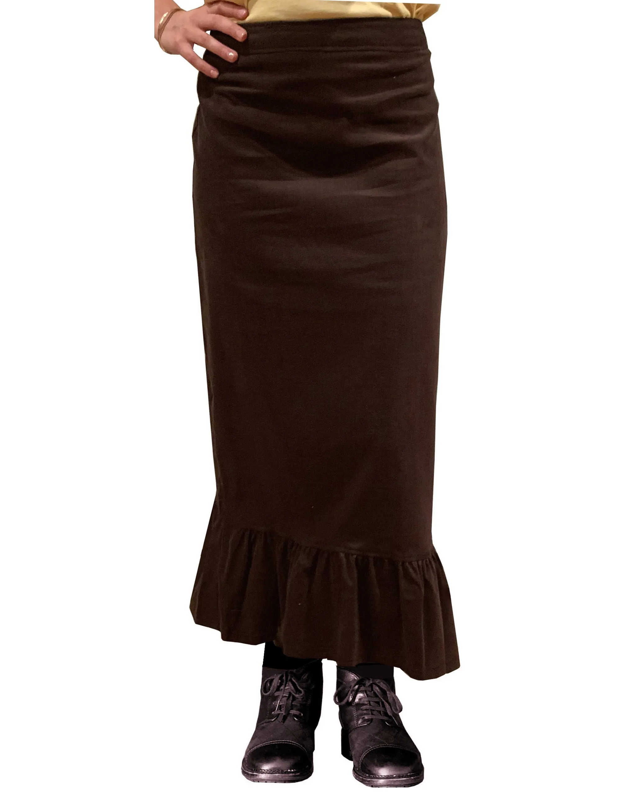 Baby'O Women's Corduroy Ruffled Bottom Midi Prairie Skirt