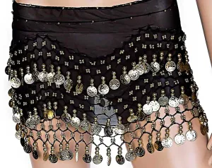 Belly Dance Hip Scarf Wrap Belt Tribal Sash Skirt w/ Coins