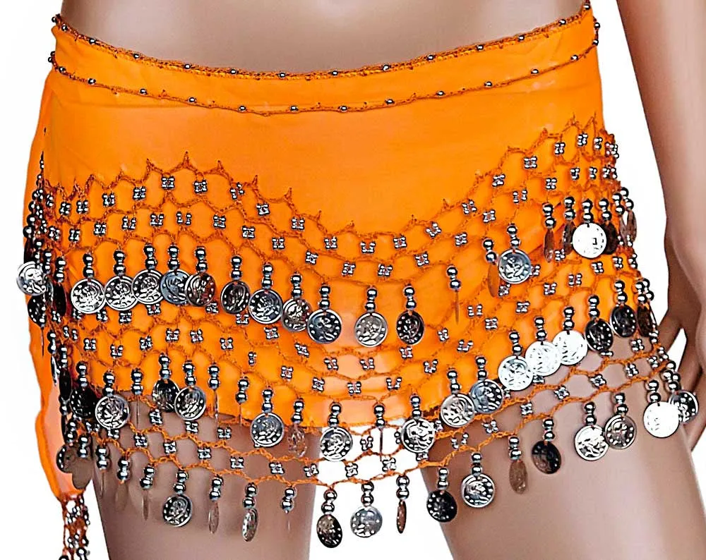 Belly Dance Hip Scarf Wrap Belt Tribal Sash Skirt w/ Coins