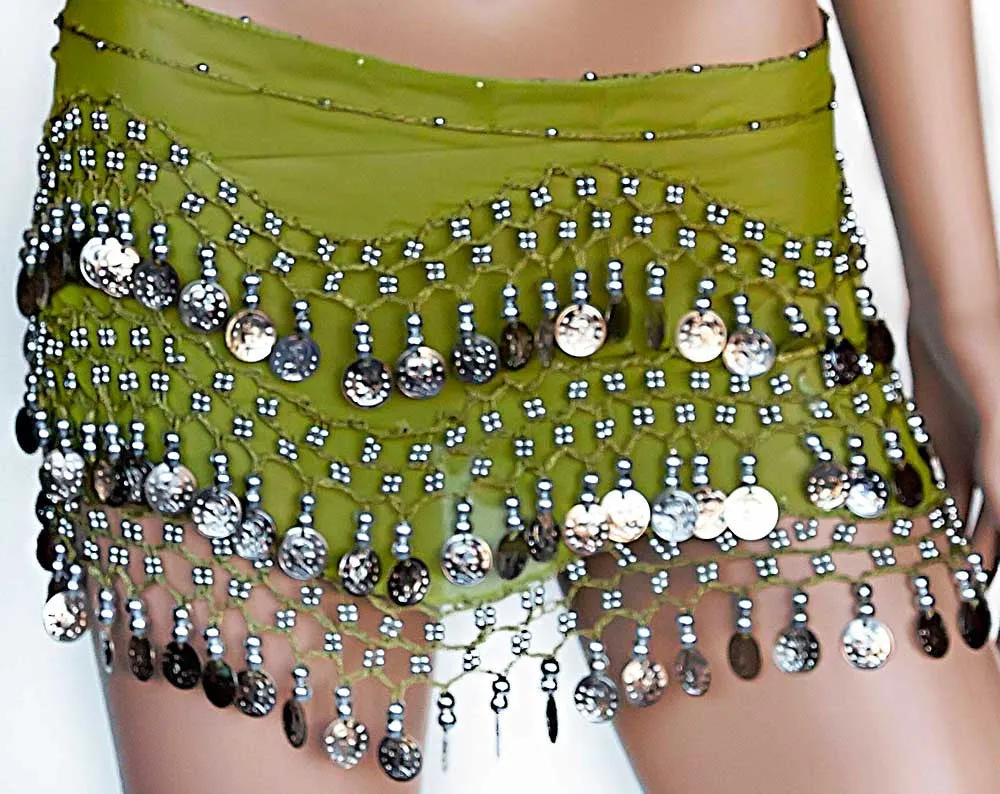 Belly Dance Hip Scarf Wrap Belt Tribal Sash Skirt w/ Coins