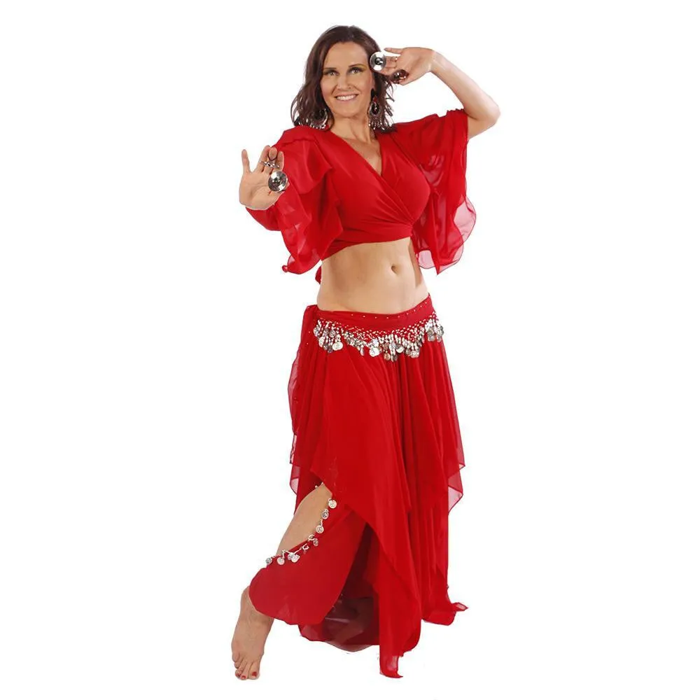 Belly dance Skirt, Pants, Top, & Hip Scarf Costume Set | FIT FOR FATINE