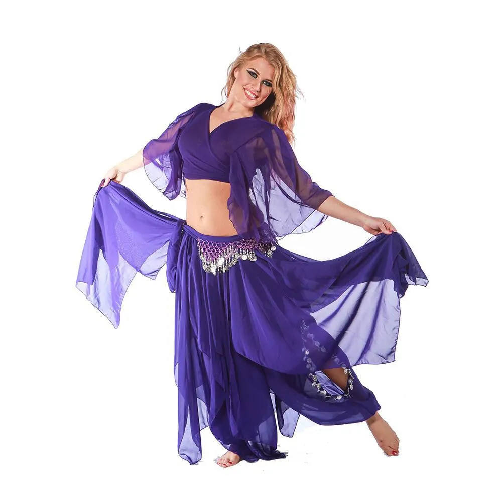 Belly dance Skirt, Pants, Top, & Hip Scarf Costume Set | FIT FOR FATINE