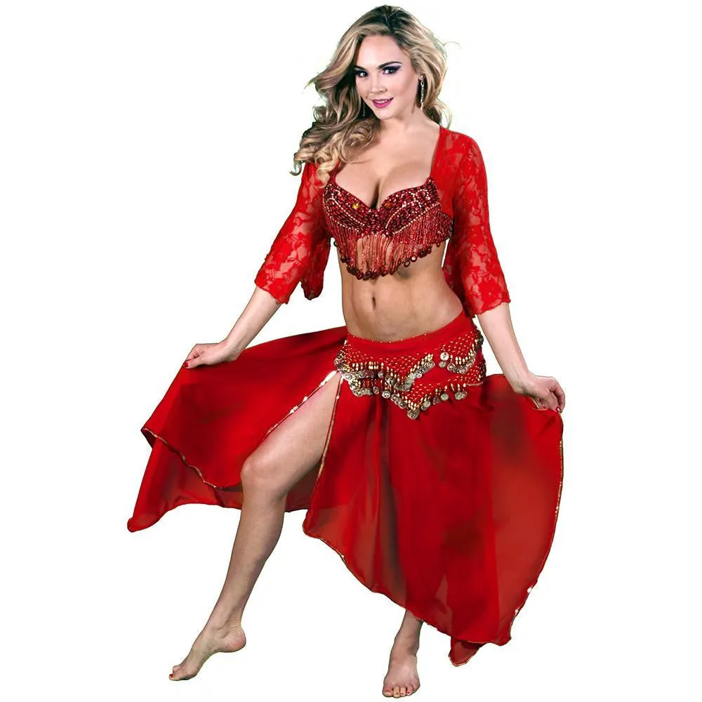 Belly Dance Top, Skirt, & Hip Scarf Costume Set | KIRA'S SONG