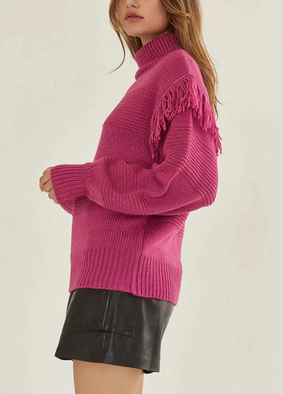 Berry Fringe Sweater