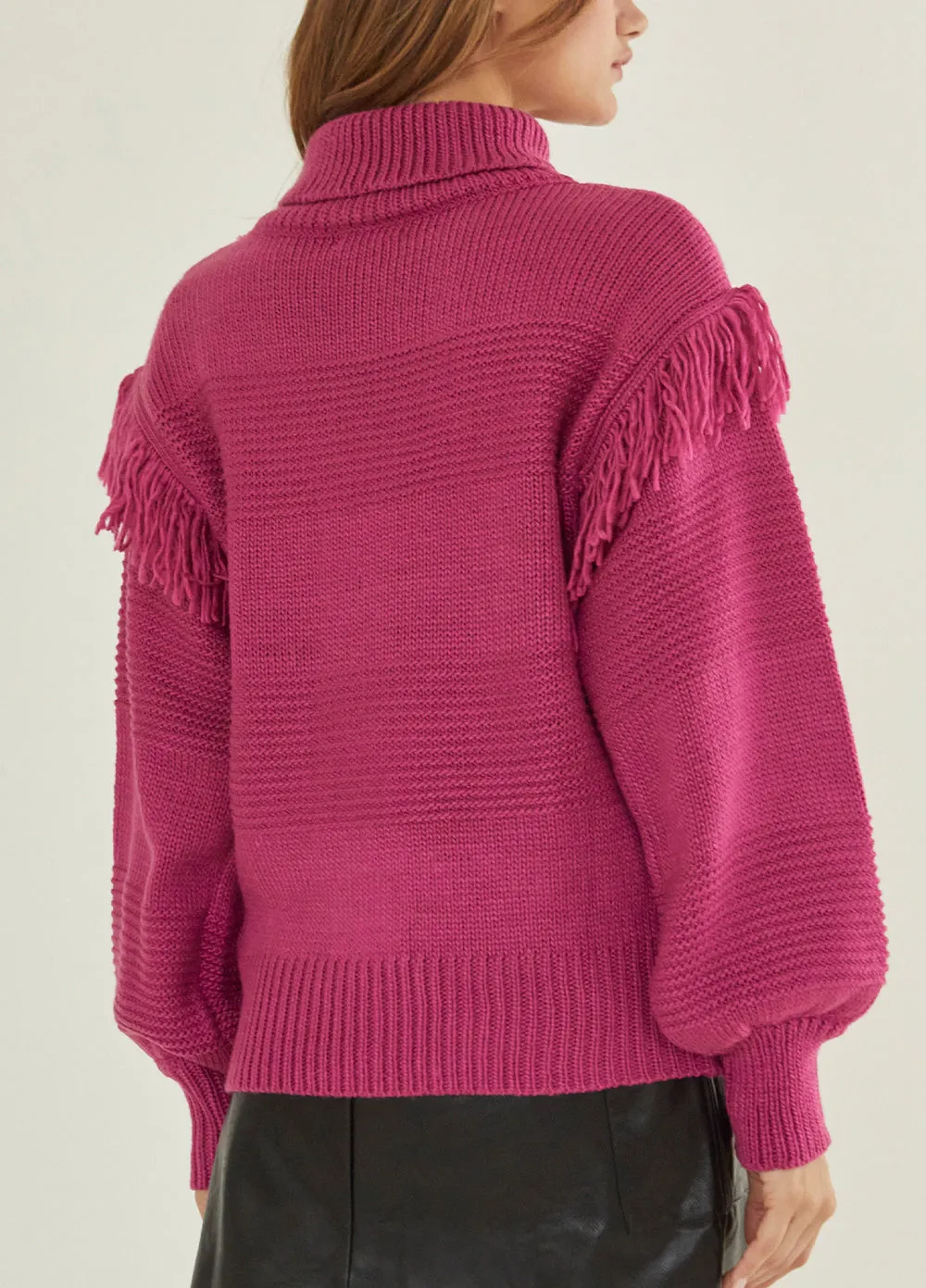 Berry Fringe Sweater