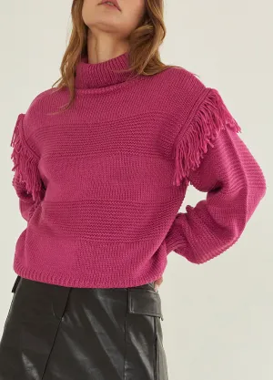 Berry Fringe Sweater