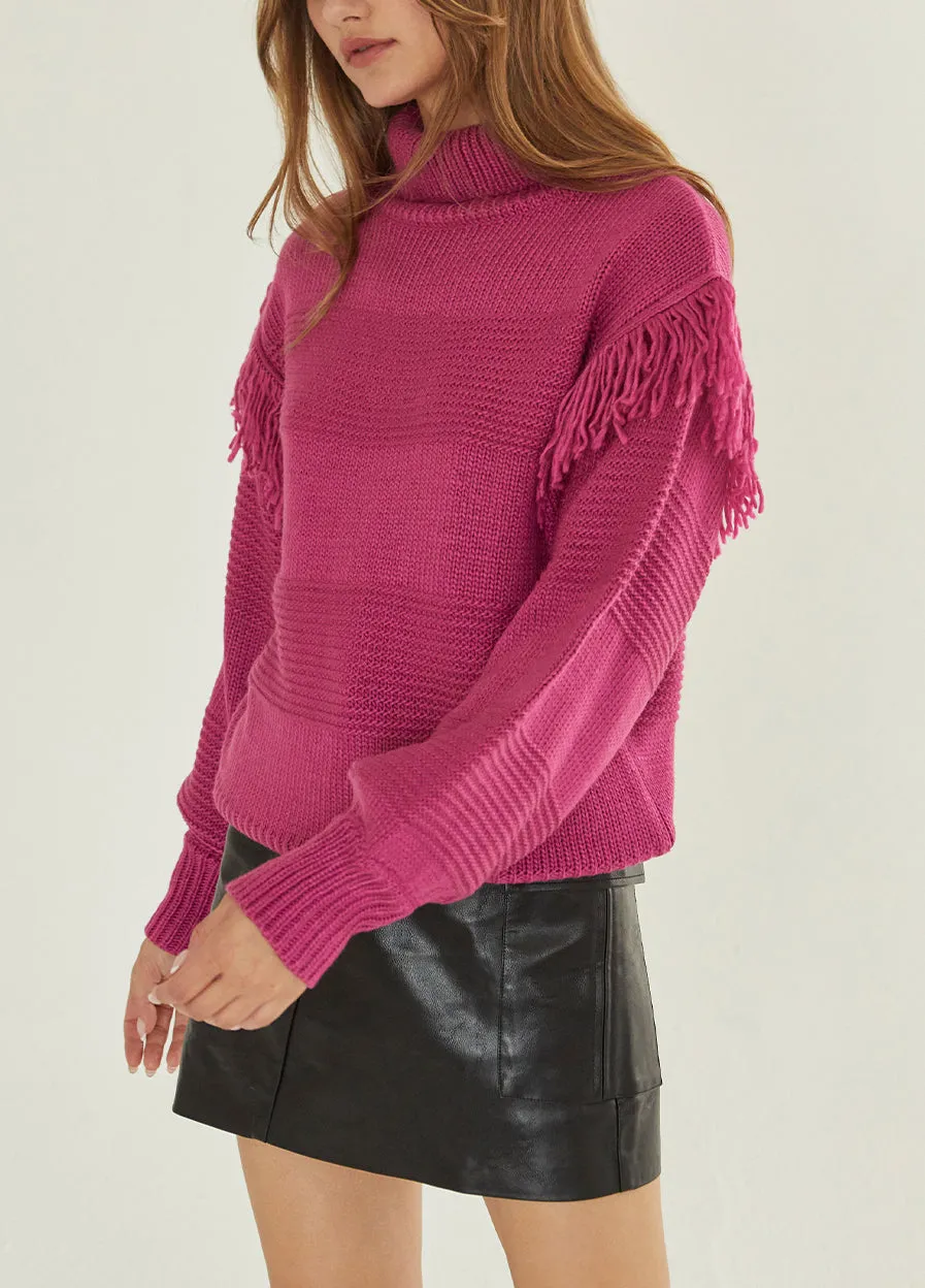 Berry Fringe Sweater