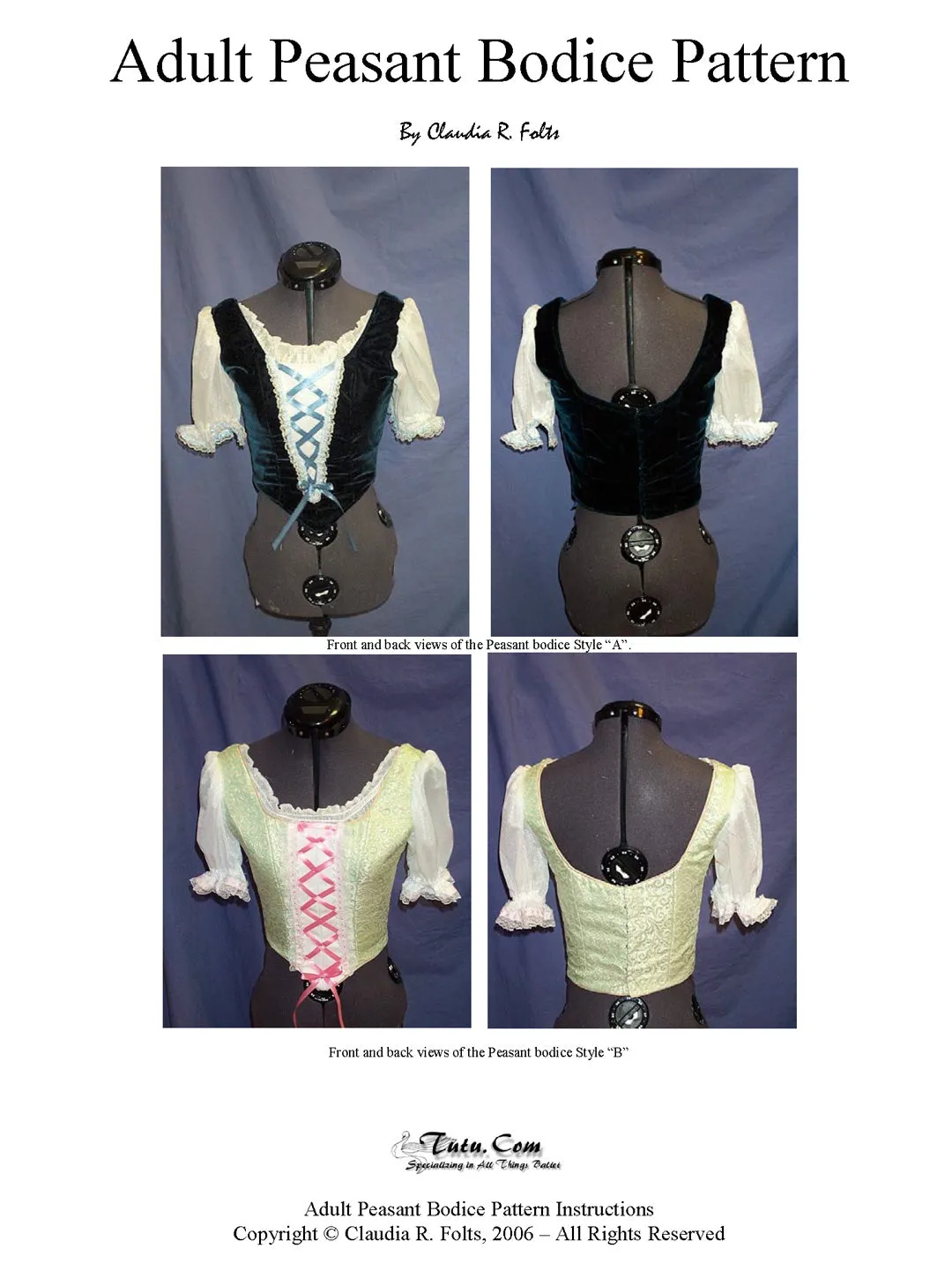 Bodice Kit: Adult Peasant-Style