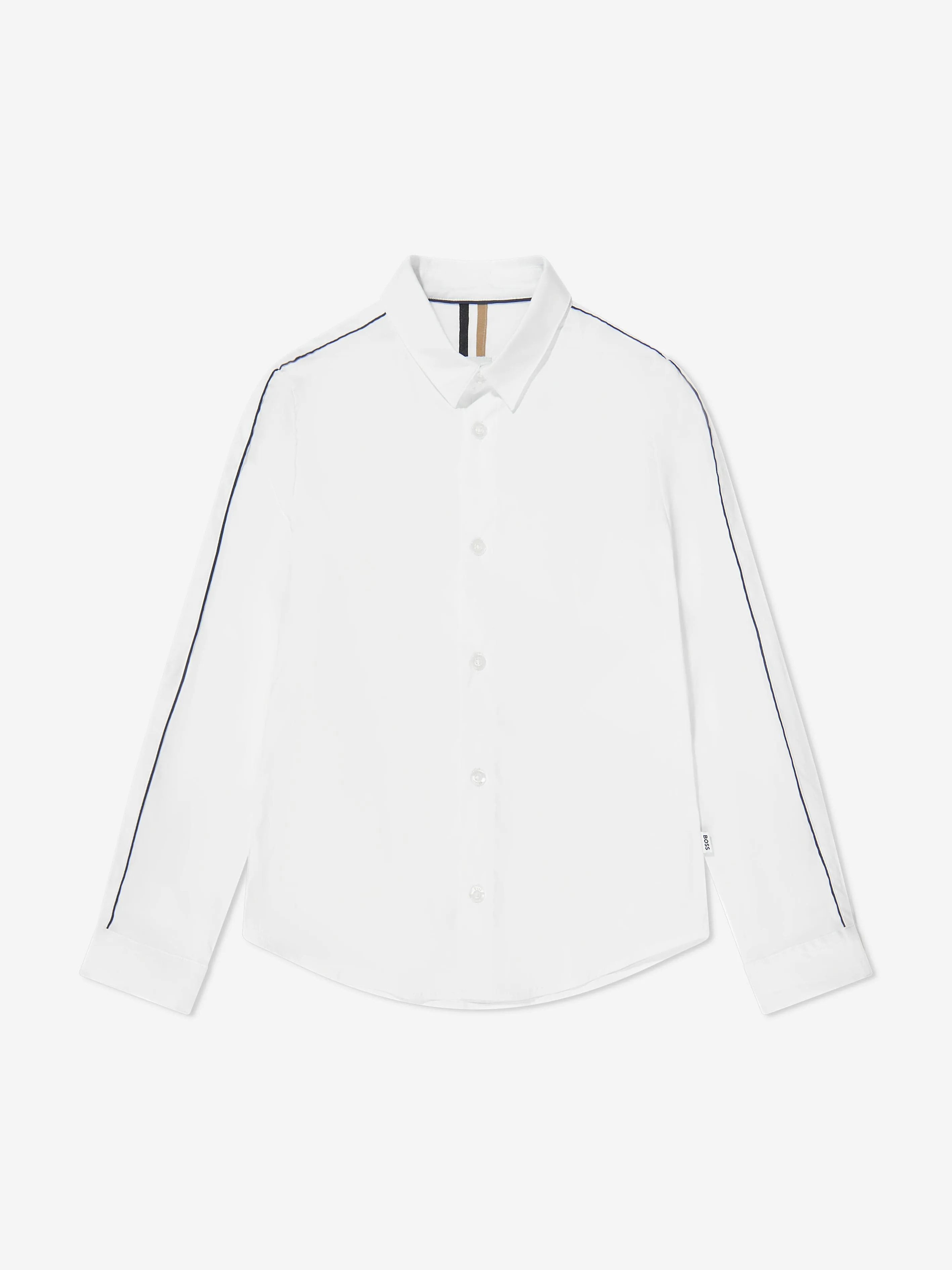 BOSS Boys Long Sleeve Piping Shirt in White