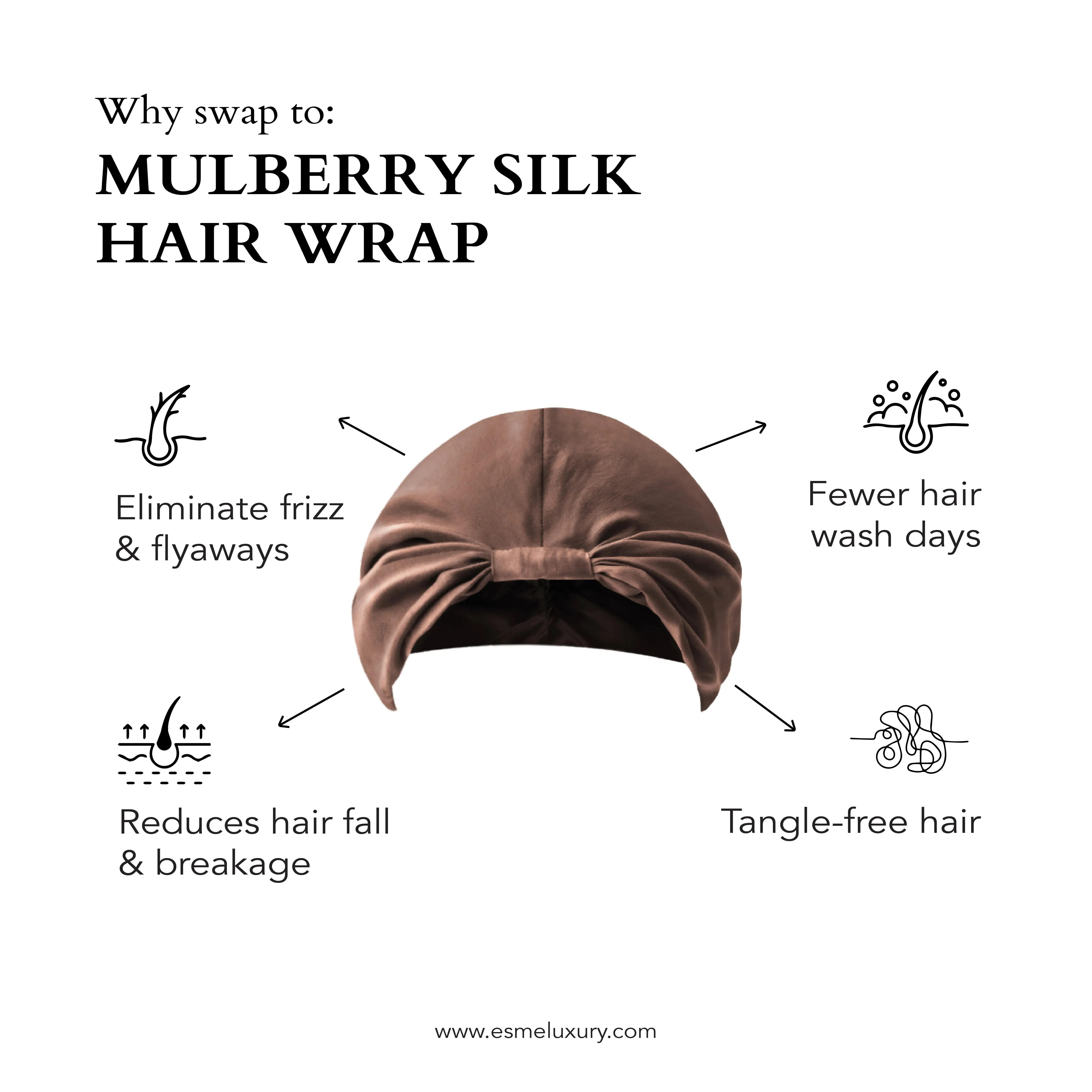 Brown Pure Silk Hair Wrap