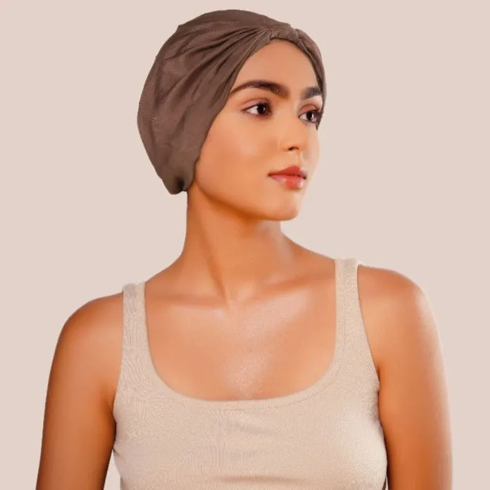 Brown Pure Silk Hair Wrap