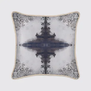 Burano Lace White and Purple Greys Silk Cushion