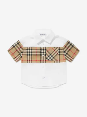 Burberry Baby Boys Check Panel Devon Shirt in White