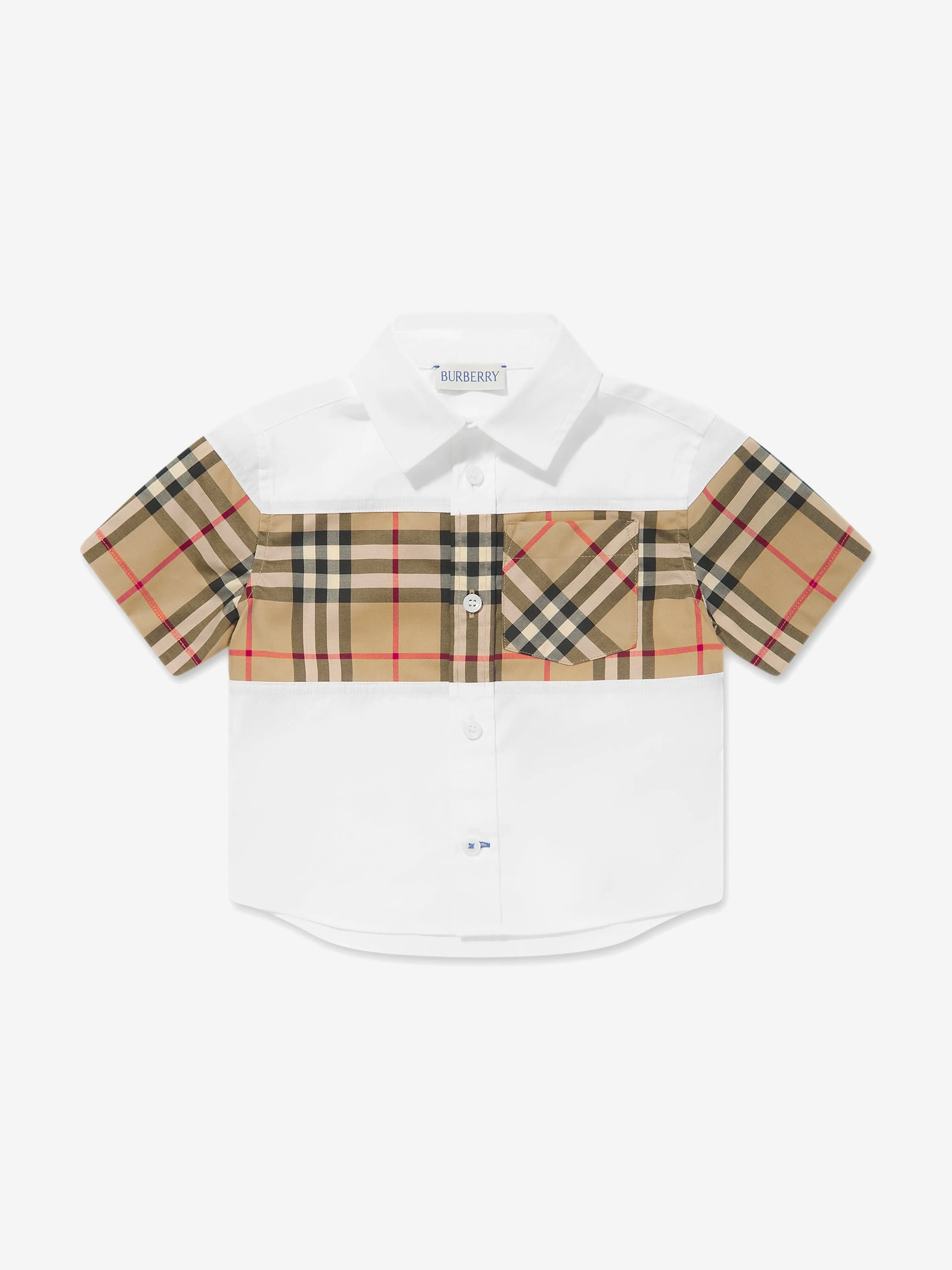 Burberry Baby Boys Check Panel Devon Shirt in White