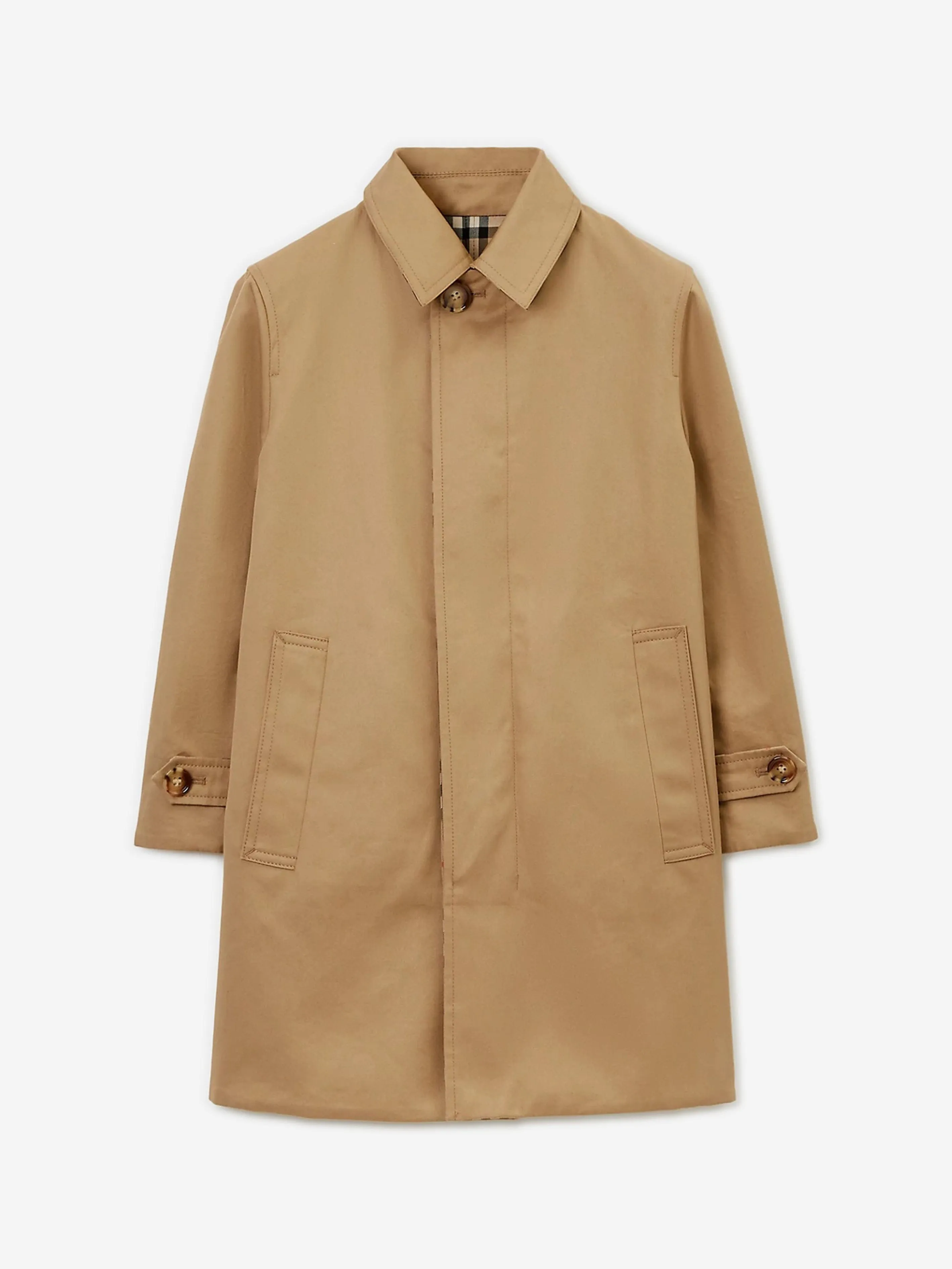 Burberry Boys Braxton Reversible Long Coat in Archive Beige Check