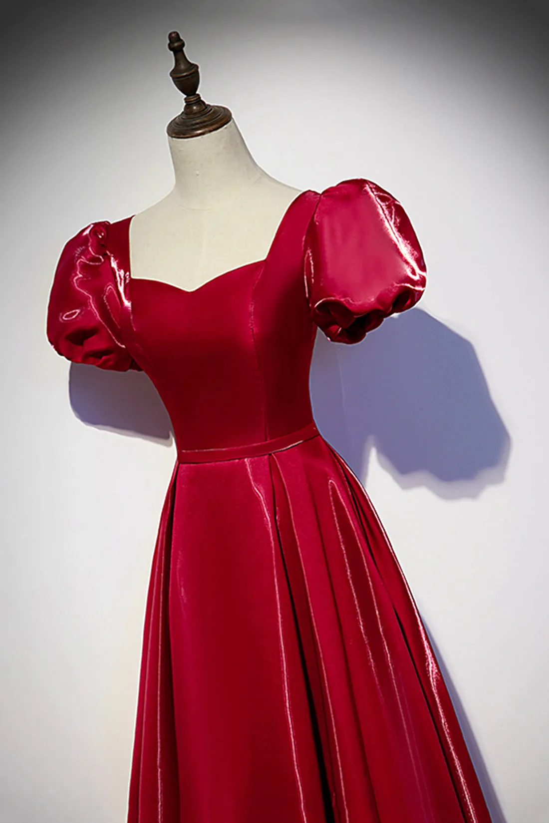 Burgundy Satin Long Prom Dress, Simple A-Line Evening Dress