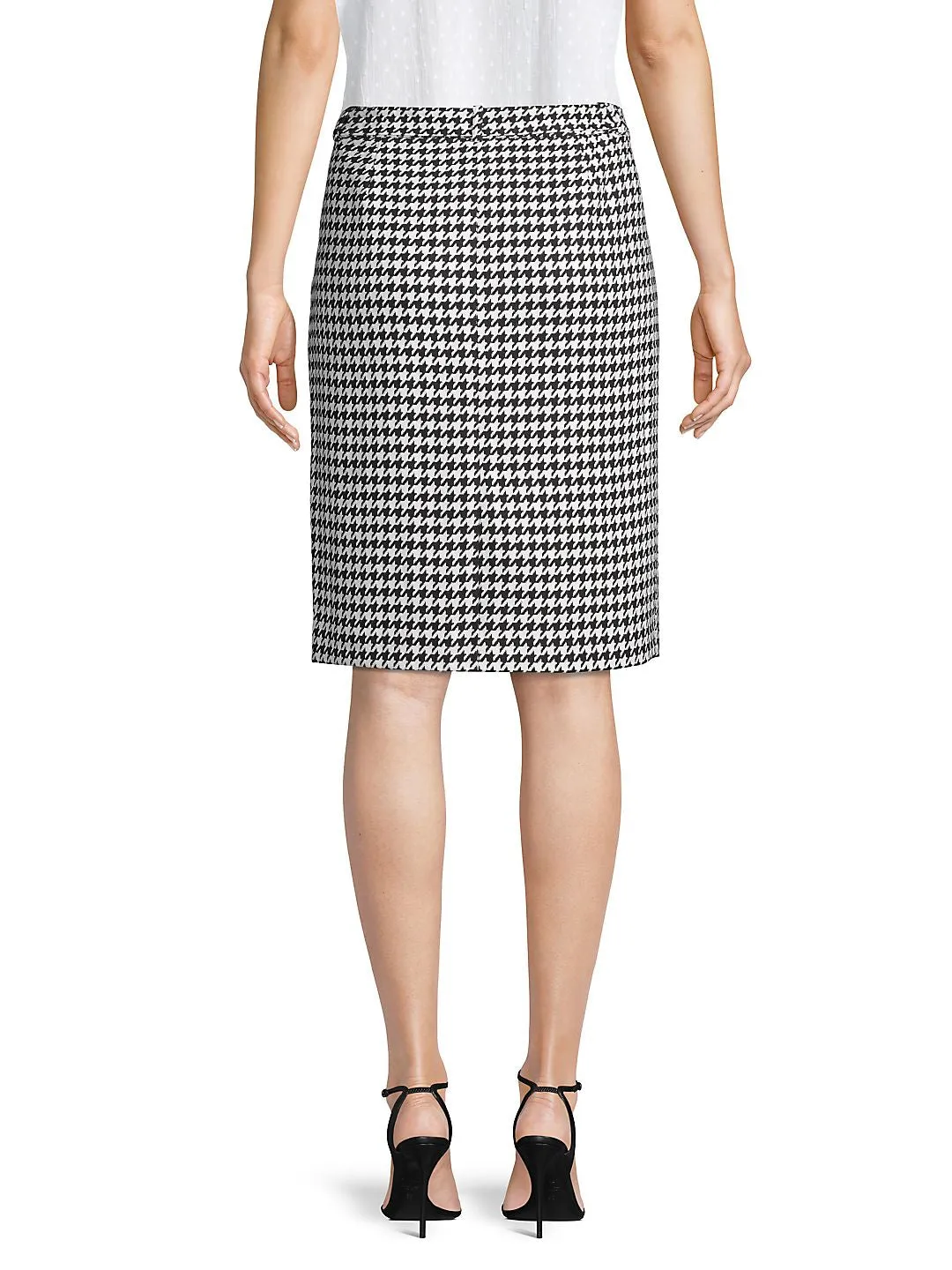 Calvin Klein Women's Belted Houndstooth Pencil Skirt Gray Size 6