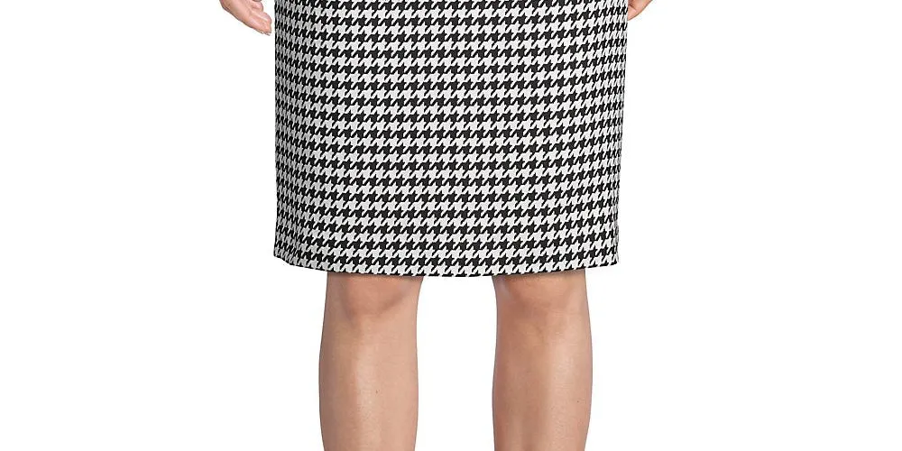 Calvin Klein Women's Belted Houndstooth Pencil Skirt Gray Size 6