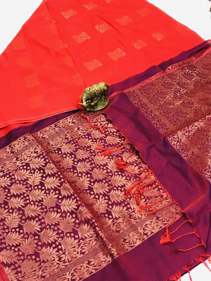 Charming Red Color Soft Silk Saree With Contrast Bordered For Women