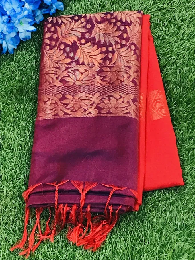 Charming Red Color Soft Silk Saree With Contrast Bordered For Women