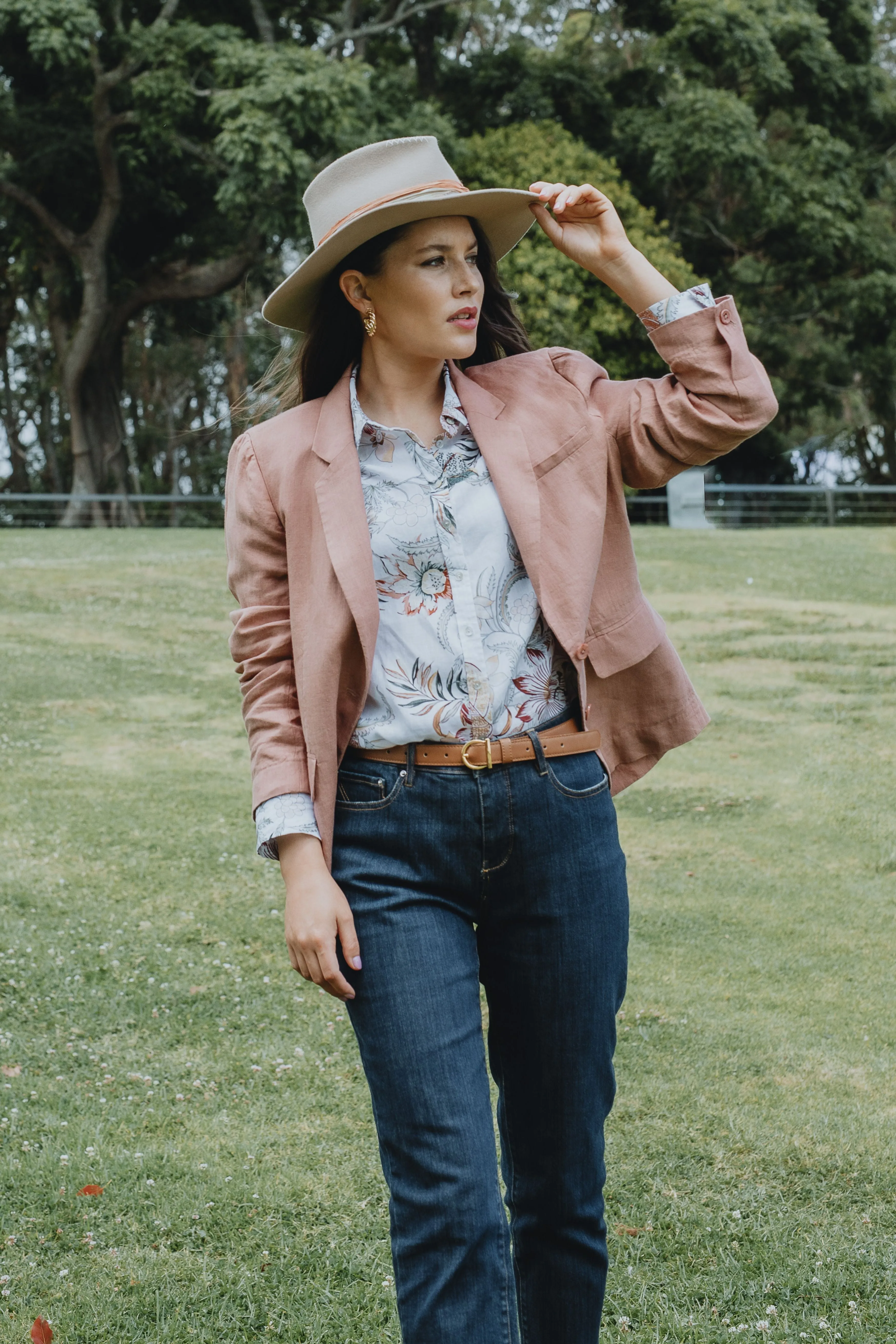 Classic Linen Shirt Western Feather