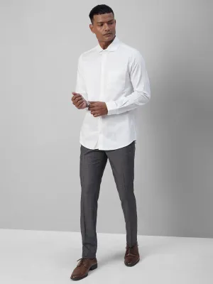 Cotton Stretch White Plain Slim Fit Full Sleeve Formal Shirt