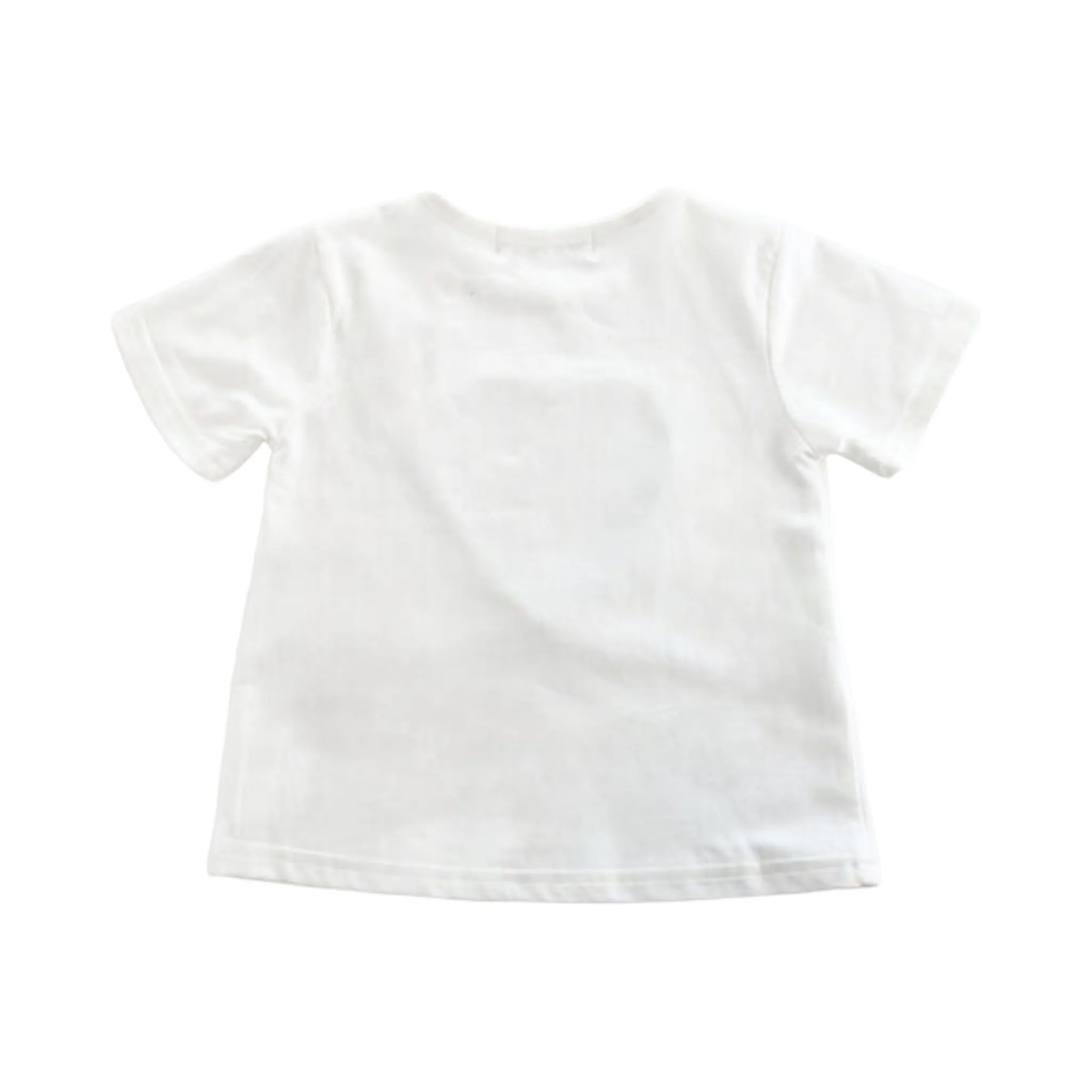 Cotton Tee w/ Heart Sequined Patch