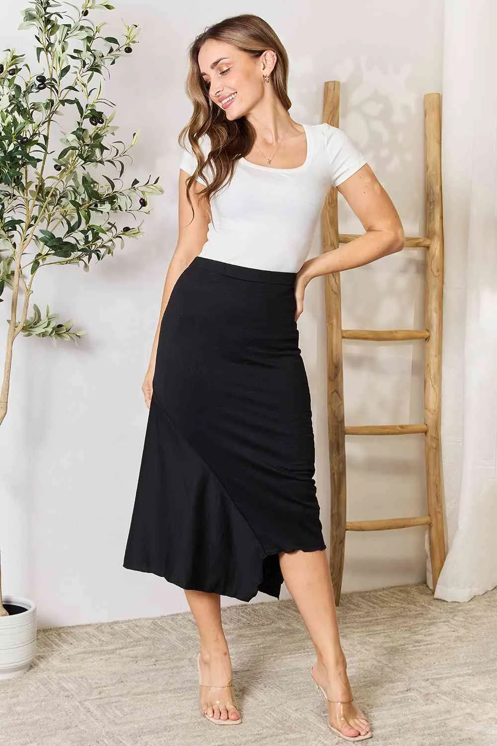 Culture Code High Waist Midi Skirt