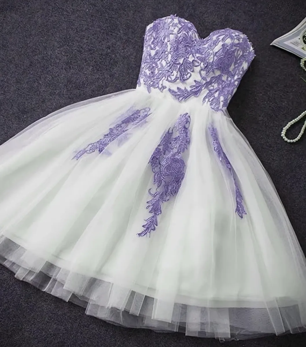 Cute Simple Tulle With Lace Applique Short Homecoming Party Dress Lovely Formal Dress 2025