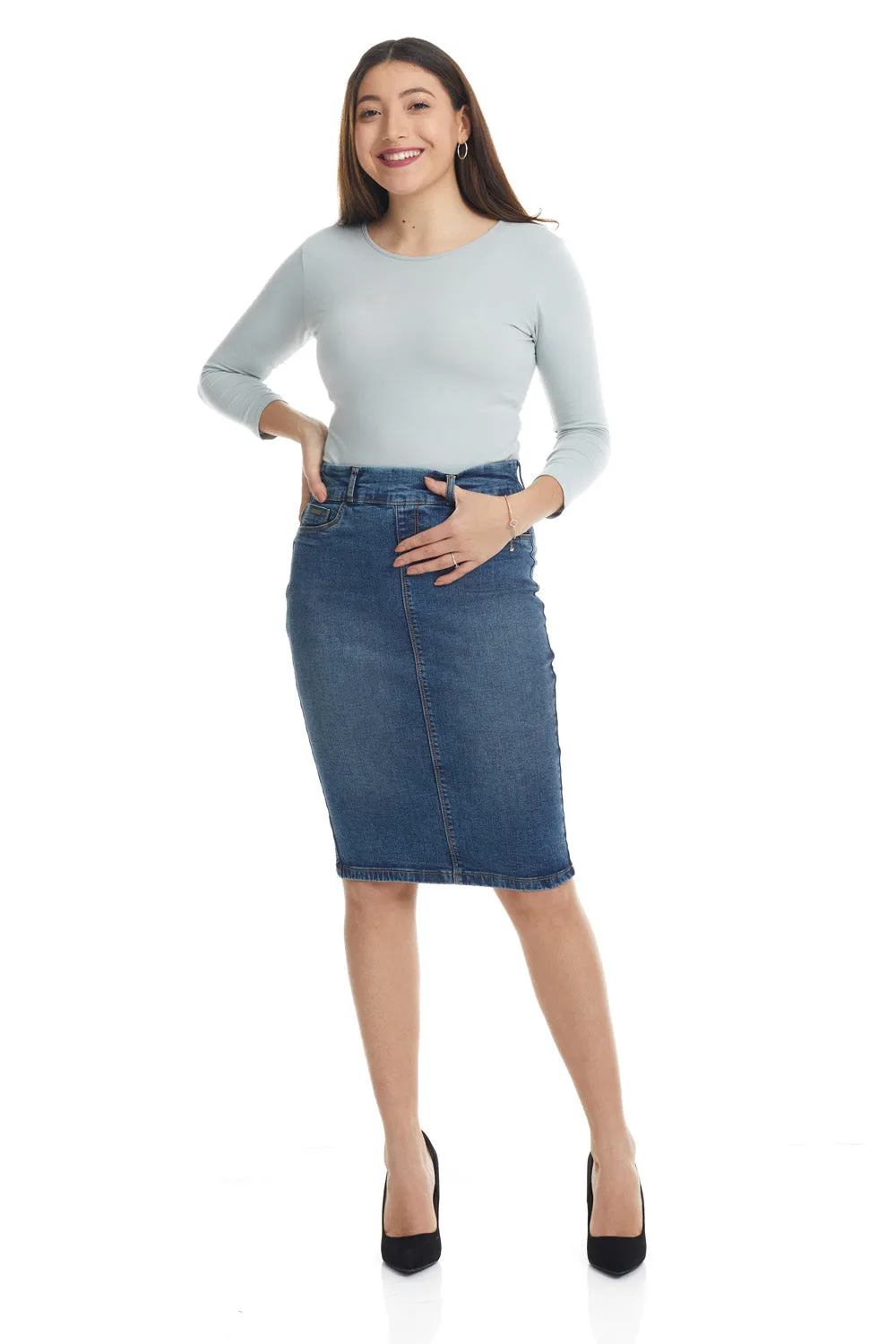 Denim Blue Jean Pencil Skirt for Women 'Brooklyn'