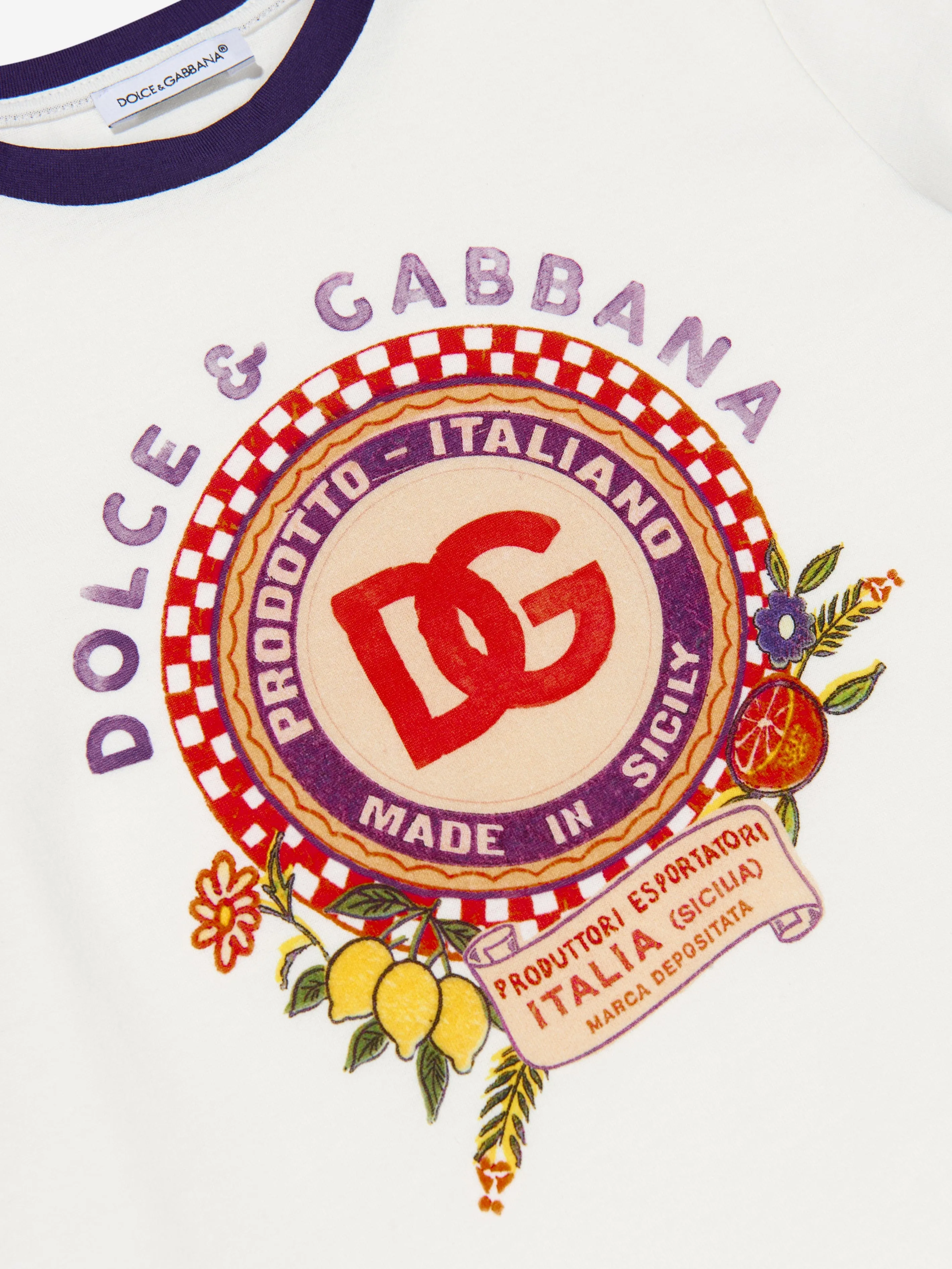 Dolce & Gabbana Girls Crest Logo Print T-Shirt