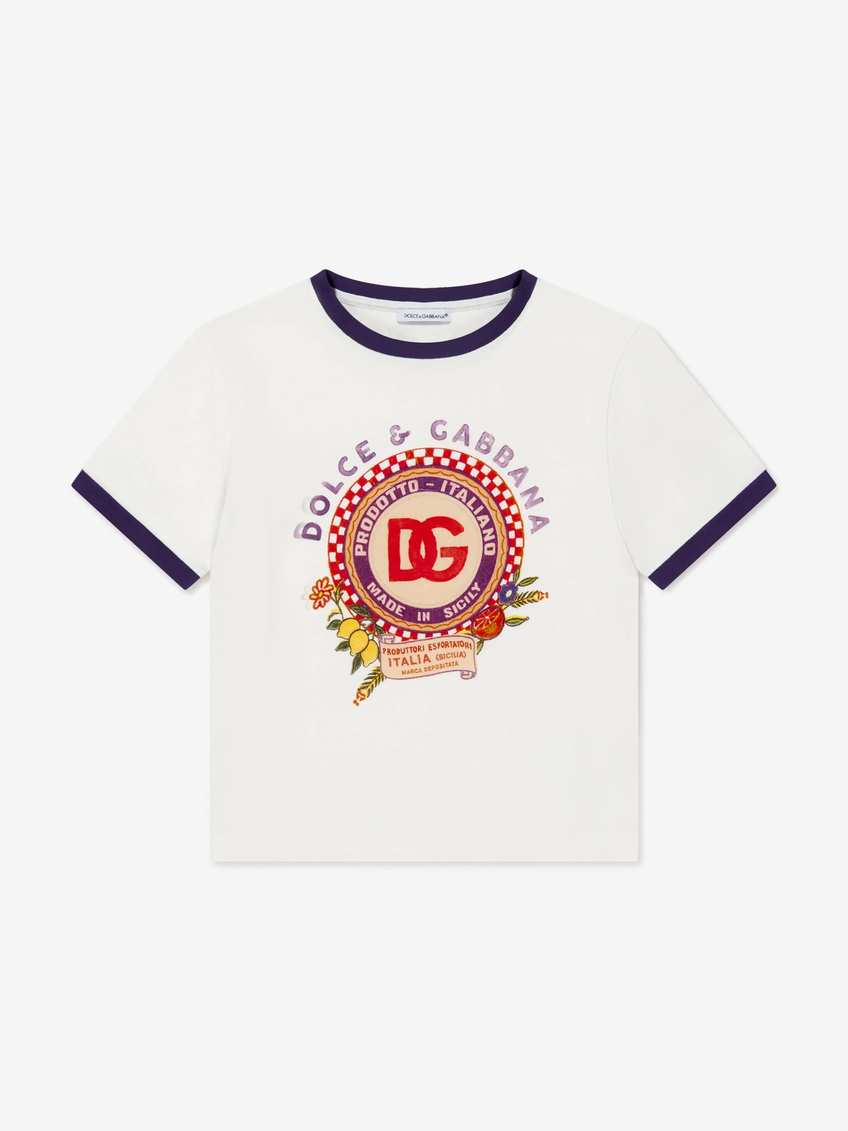 Dolce & Gabbana Girls Crest Logo Print T-Shirt