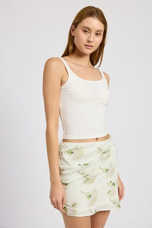 FLORAL PENCIL SKIRT WITH SIDE SLIT