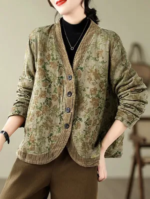 Floral Spliced Padded Jacket