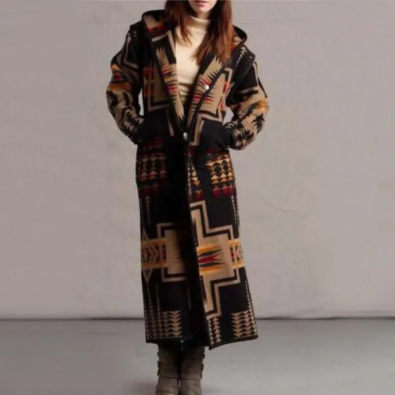 Flytonn-Fall Outfits Women Outwear Streetwear -women's outerwear women' coat Women Fashion Print Hooded Loose Coat