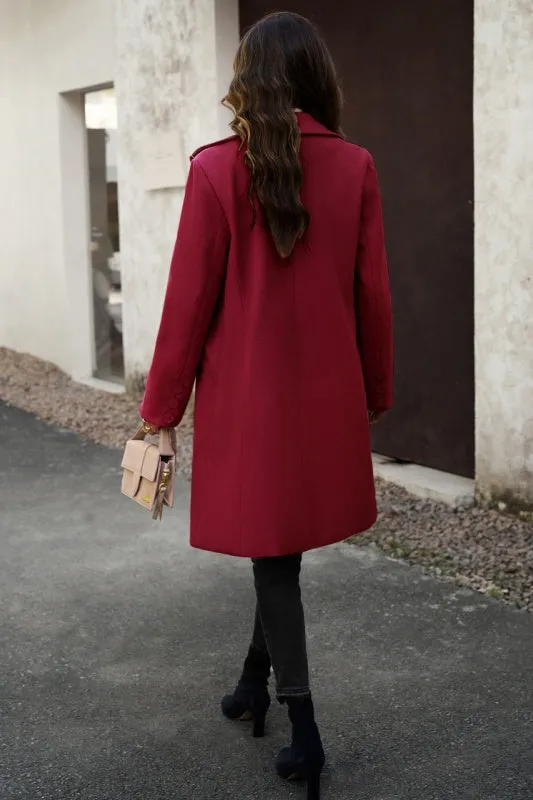 Geneva Evening Out Classy Minimalist Coat - Wine Red