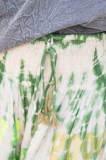 Green Tie Dye Maxi Skirt