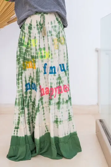 Green Tie Dye Maxi Skirt