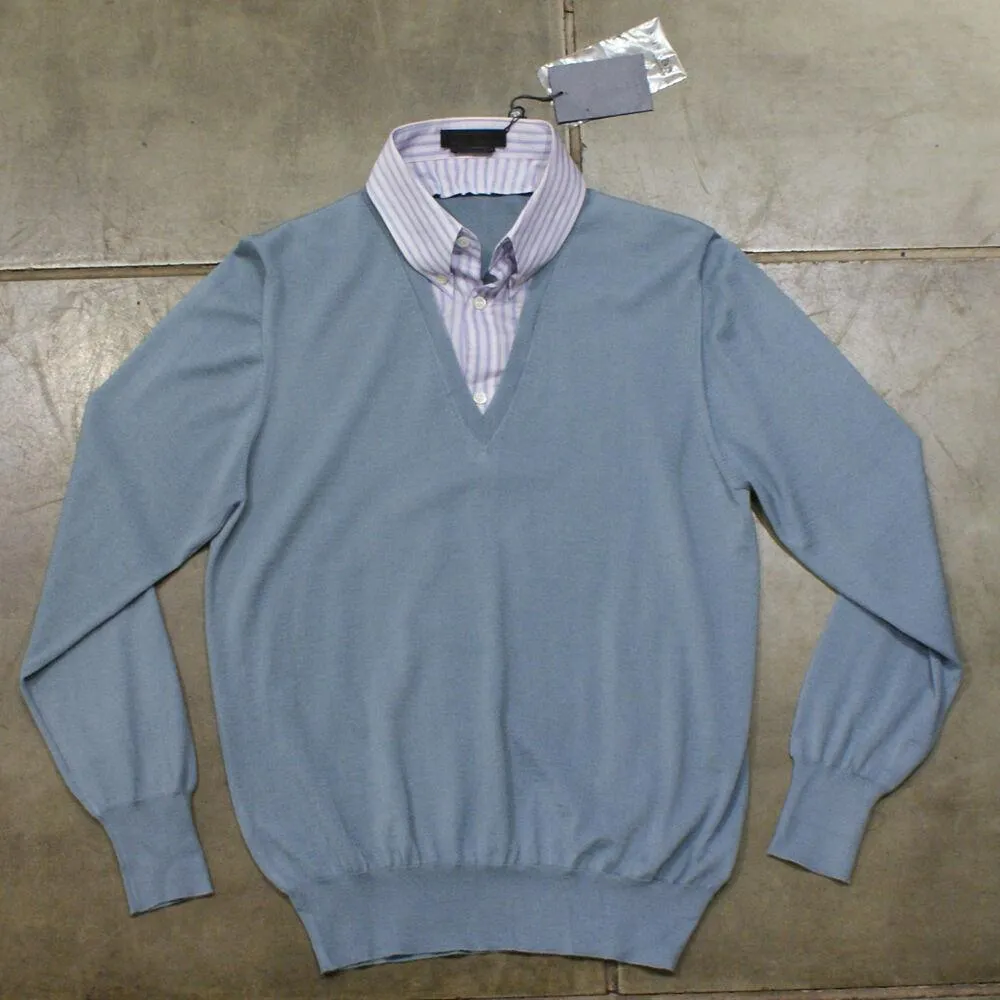 Grey Knitwear with Shirt Insert